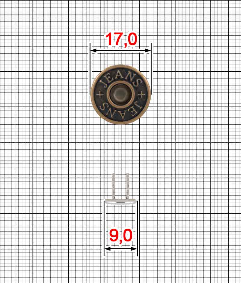 Пуговица джинсовая комплект K.FLt-4121-17-Jeans-OT-2:1+K.BAl-4121-OO-2:2