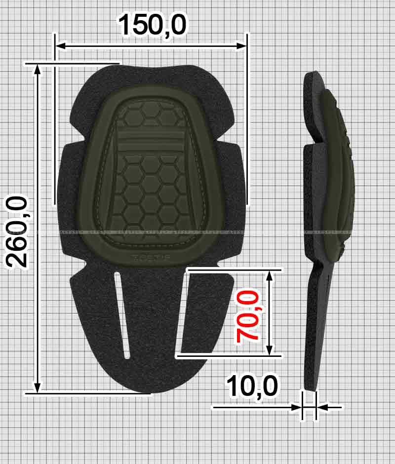 Вставной наколенник A.FP-555-AC ТПУ+демпфер Изолон