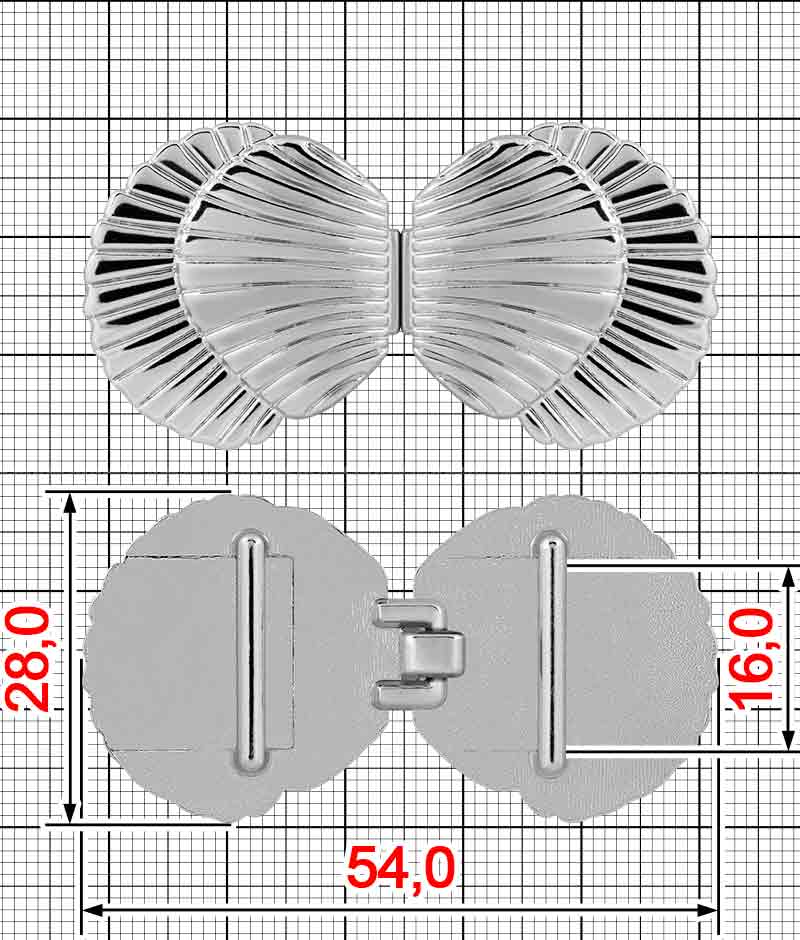 Декоративная застежка крючок K.FM-2336-15-R+L